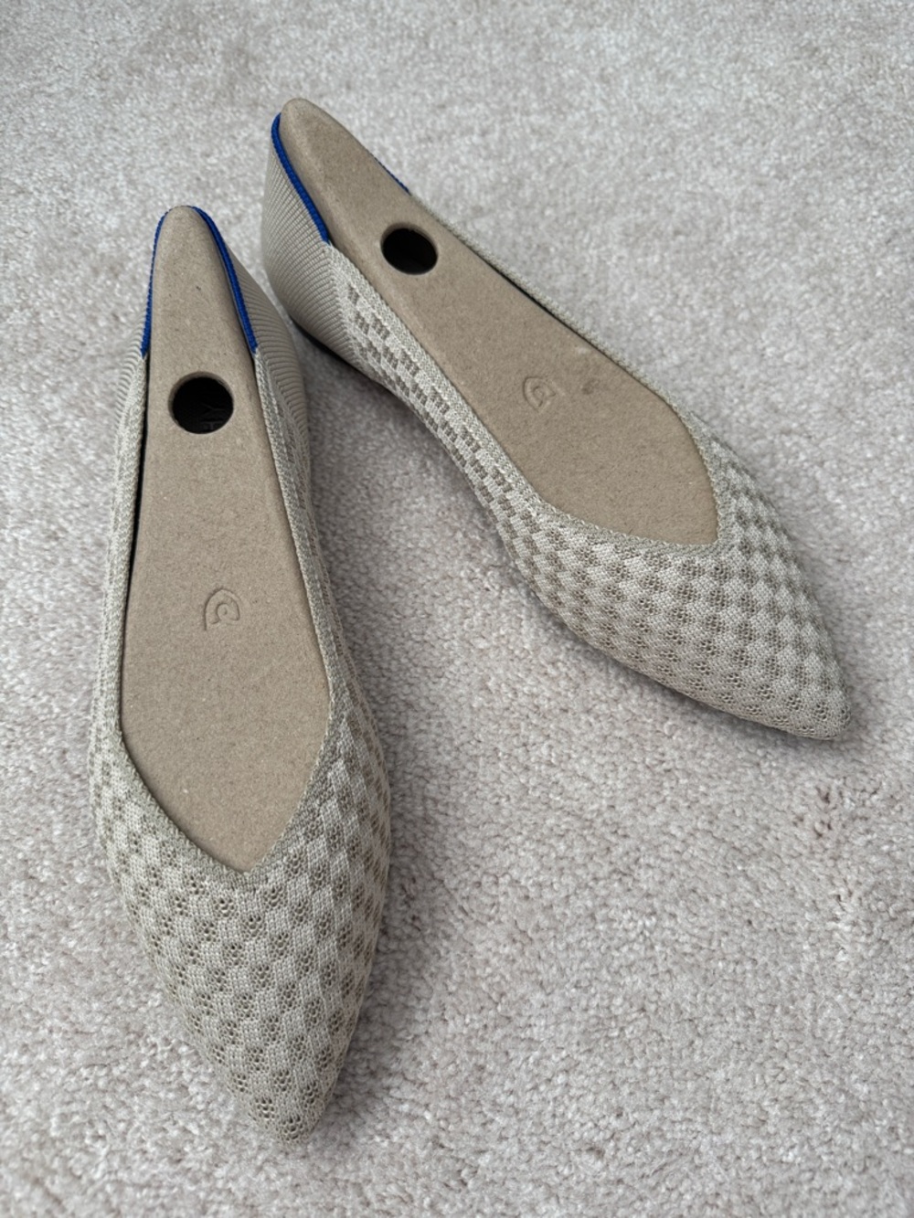 NEW NWOB Rothy’s The Point II In Brown/neutral In Frappe Basketweave Size 9